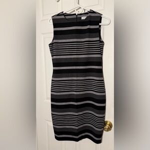 Calvin Klein Black and Gray Striped Mini Dress